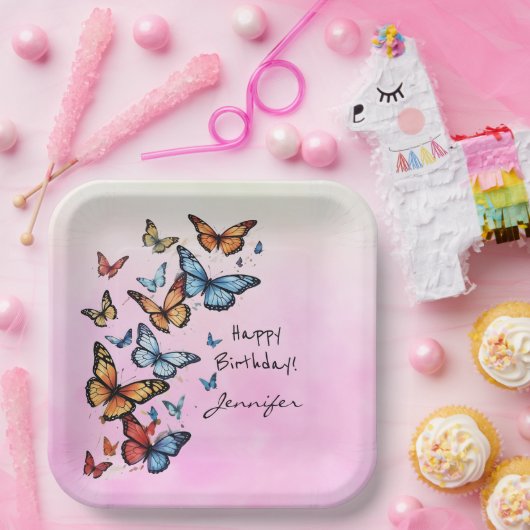 Kleurrijke Verjaardag Party Butterfly Paper Bord (Feest)