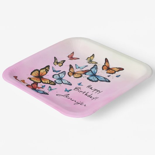 Kleurrijke Verjaardag Party Butterfly Paper Bord