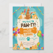 Kleurrijke Verjaardag Paw-ty Leuke Puppy Honden Kaart (Voorkant)