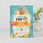 Kleurrijke Verjaardag Paw-ty Leuke Puppy Honden Kaart (Staand voorkant)