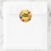 Kleurrijke Verjaardag Ronde Sticker (Tas)