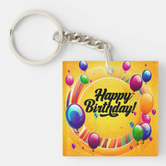 Kleurrijke Verjaardag Sleutelhanger