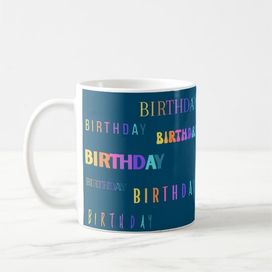 Kleurrijke Verjaardag Typografie Tekst Mok (Links)