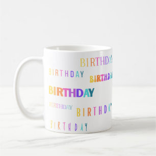 Kleurrijke Verjaardag Typografie Tekst Mok