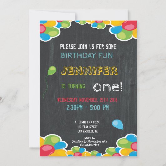 KLEURRIJKE VERJAARDAG UITNODIGING VOOR JONGENS EN (Voorkant)