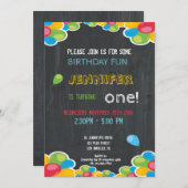 KLEURRIJKE VERJAARDAG UITNODIGING VOOR JONGENS EN (Voorkant / Achterkant)