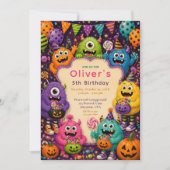 Kleurrijke verjaardag van een Halloween-monster Kaart (Voorkant)