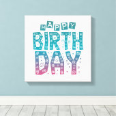 kleurrijke verjaardag voor iedereen canvas afdruk (Insitu (Houten vloer))