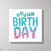 kleurrijke verjaardag voor iedereen canvas afdruk (Voorkant)