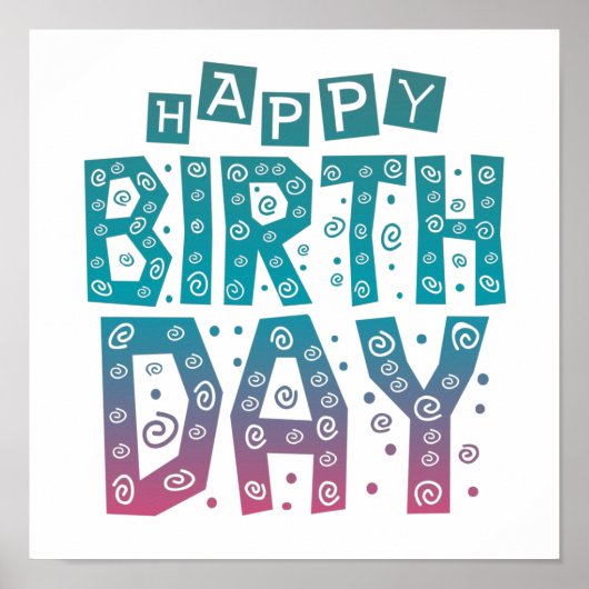 kleurrijke verjaardag voor iedereen poster (Voorkant)