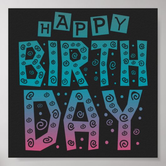 kleurrijke verjaardag voor iedereen poster (Voorkant)