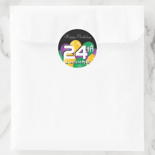 Kleurrijke verjaardagsballonnen | Aanpassen Ronde Sticker (Tas)