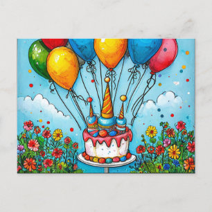 Kleurrijke verjaardagsballonnen briefkaart