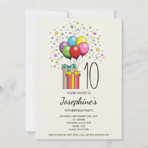 Kleurrijke verjaardagsballonnen en cadeaus voor el kaart