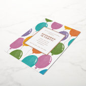 Kleurrijke verjaardagsballonnen Feestuitnodiging Folie Uitnodiging (Gedraaid)