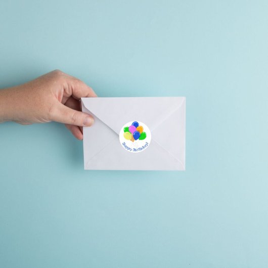 Kleurrijke Verjaardagsballonnen Gelukkige Verjaard Ronde Sticker