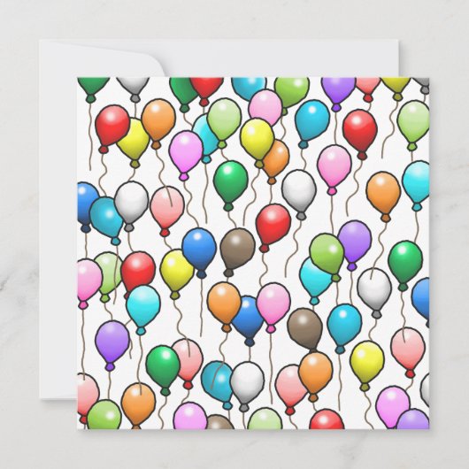Kleurrijke Verjaardagsballonnen Kaart (Voorkant)