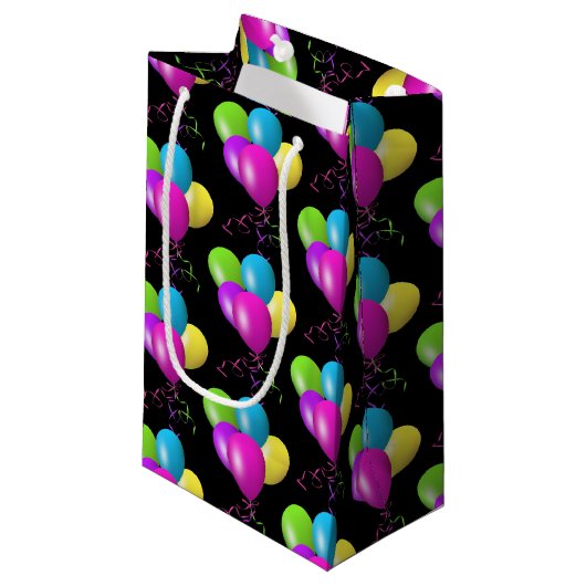kleurrijke verjaardagsballonnen klein cadeauzakje (Voorkant Gekanteld)