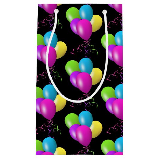 kleurrijke verjaardagsballonnen klein cadeauzakje (Voorkant)