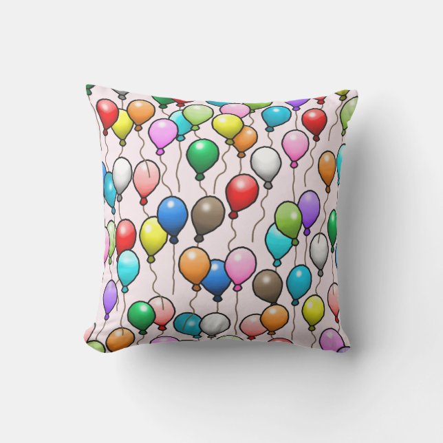 Kleurrijke Verjaardagsballonnen Kussen (Voorkant)