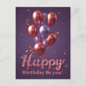 Kleurrijke verjaardagsballonnen met confetti op pa briefkaart (Voorkant)