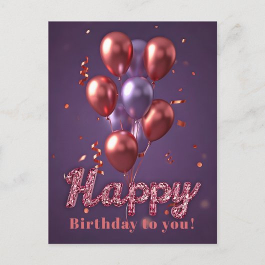 Kleurrijke verjaardagsballonnen met confetti op pa briefkaart (Voorkant)