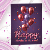 Kleurrijke verjaardagsballonnen met confetti op pa briefkaart