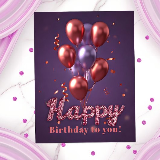 Kleurrijke verjaardagsballonnen met confetti op pa briefkaart