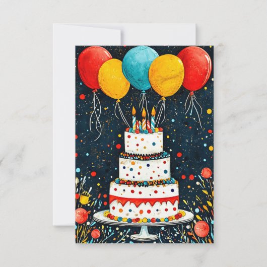 Kleurrijke verjaardagsballonnen save the date (Voorkant)