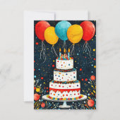 Kleurrijke verjaardagsballonnen save the date (Achterkant)