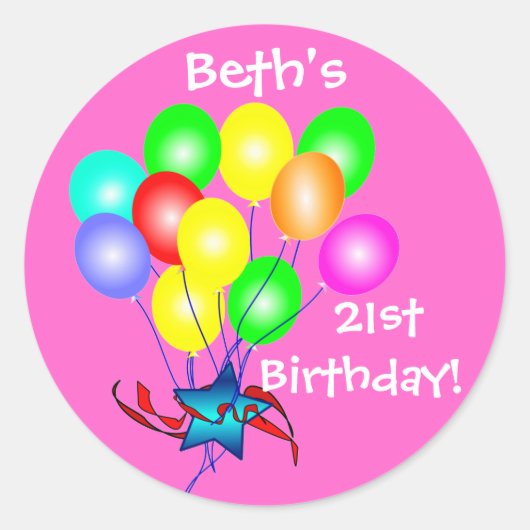 Kleurrijke Verjaardagsballonnen Stickers (Voorkant)
