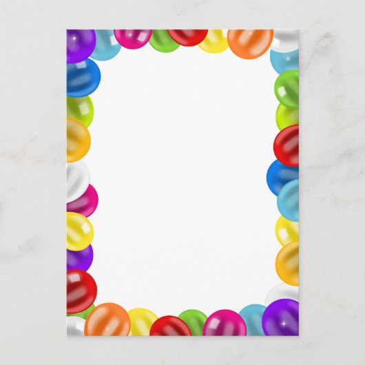 Kleurrijke verjaardagsballonrand Cute Briefkaart (Voorkant)