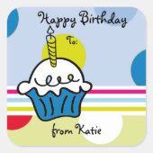 Kleurrijke verjaardagscupcake Sticker (Voorkant)