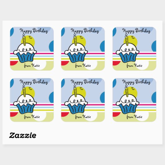 Kleurrijke verjaardagscupcake Sticker (Vel)