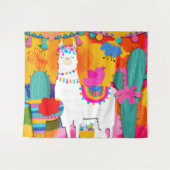 Kleurrijke verjaardagsfeest achtergrond met lama's wandkleed (Voorkant (horizontaal))