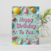 Kleurrijke verjaardagsfeest Kaart (Staand voorkant)