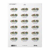 Kleurrijke verjaardagsfeest retouradres etiket (Full Sheet)