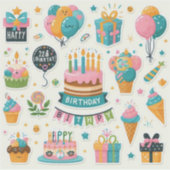 Kleurrijke verjaardagsfeest Stickers" Sticker (Voorkant)