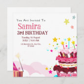 Kleurrijke verjaardagsfeest uitnodigingskaart kaart (Voorkant / Achterkant)