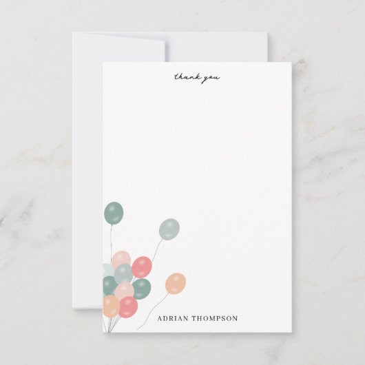 Kleurrijke Verjaardagsfeestballonnen Modern Bedankkaart (Voorkant)
