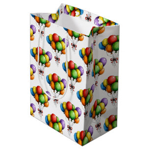 Kleurrijke verjaardagsfeestballonnenboeket medium cadeauzakje