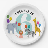 Kleurrijke verjaardagsfeestje Safari Dieren Papieren Bordje (Voorkant)