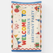 Kleurrijke Verjaardagsfeestje Spandoek (Verticaal)