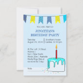 Kleurrijke verjaardagsfeestje uitnodiging voor kin (Voorkant)