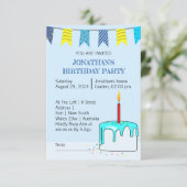 Kleurrijke verjaardagsfeestje uitnodiging voor kin (Staand voorkant)