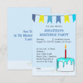 Kleurrijke verjaardagsfeestje uitnodiging voor kin (Voorkant / Achterkant)