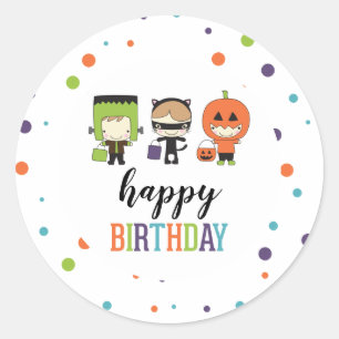 Kleurrijke verjaardagsfeestje voor kinderen Hallow Ronde Sticker