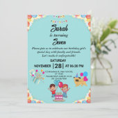  kleurrijke verjaardagsfeestuitnodiging kaart (Staand voorkant)