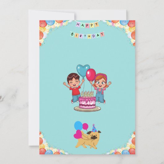  kleurrijke verjaardagsfeestuitnodiging kaart (Achterkant)