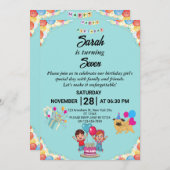  kleurrijke verjaardagsfeestuitnodiging kaart (Voorkant / Achterkant)